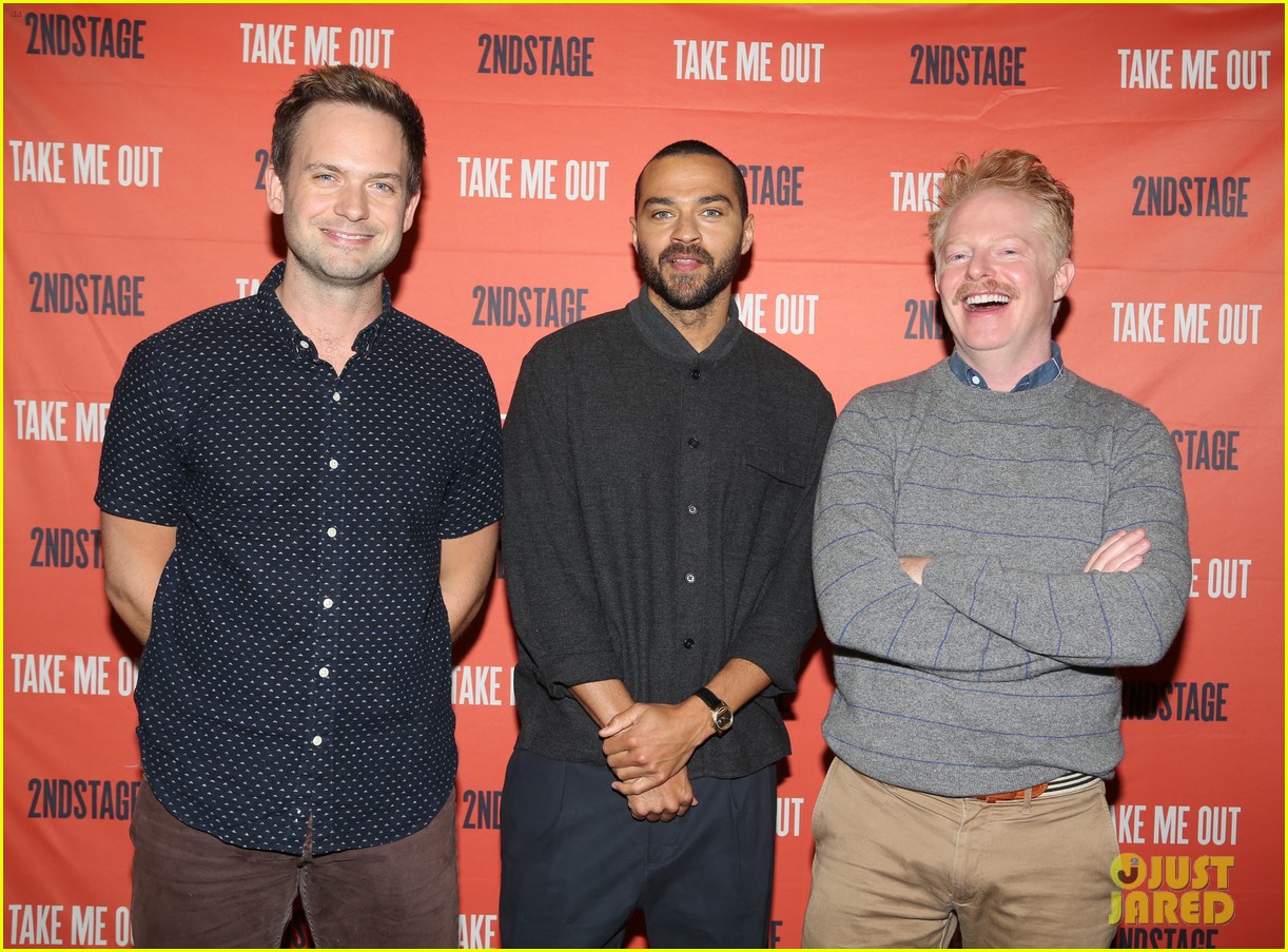 jesse williams patrick j adams jesse tyler ferguson team up for take me out preview 114448503