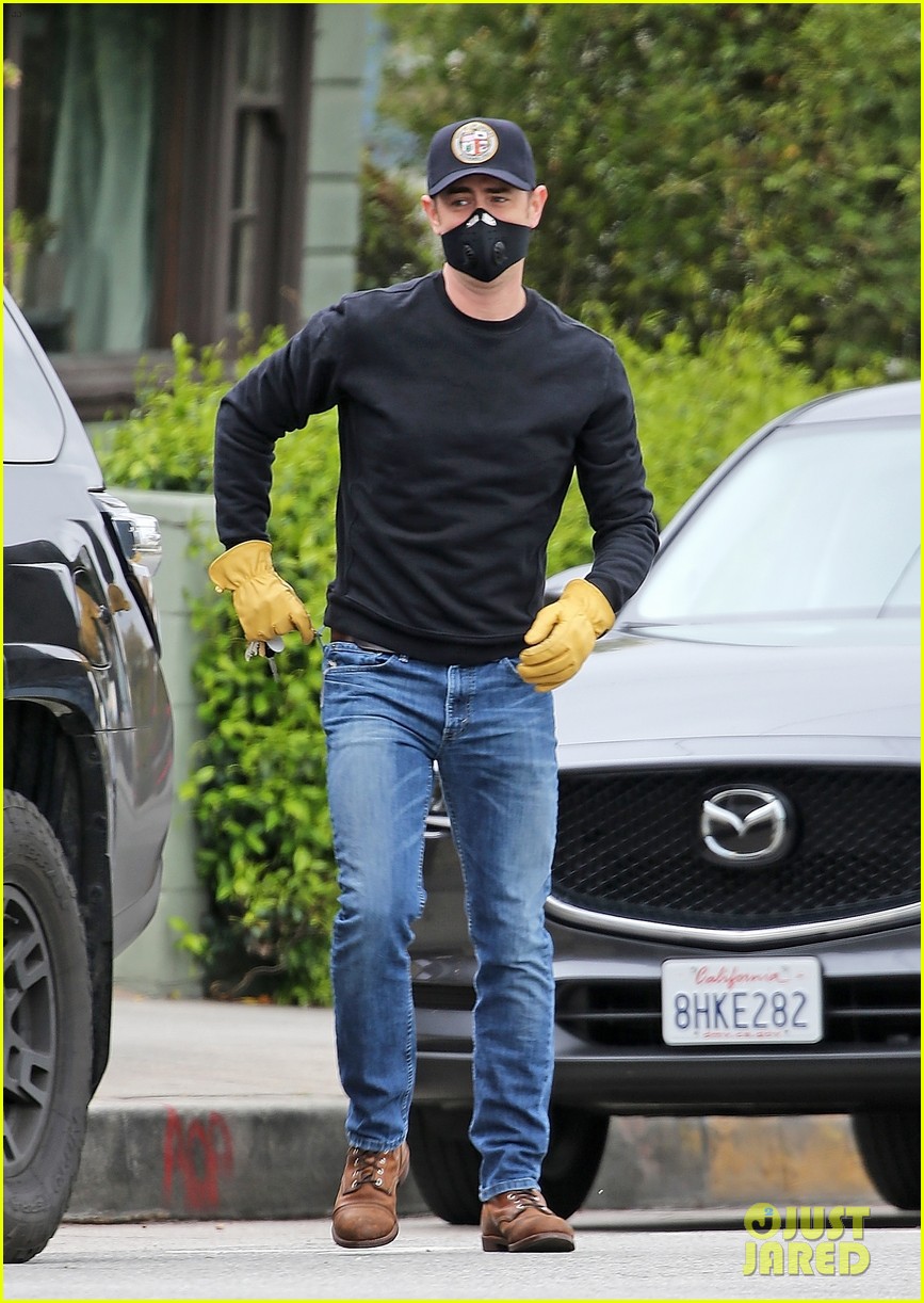 colin hanks masks gloves out in la 01