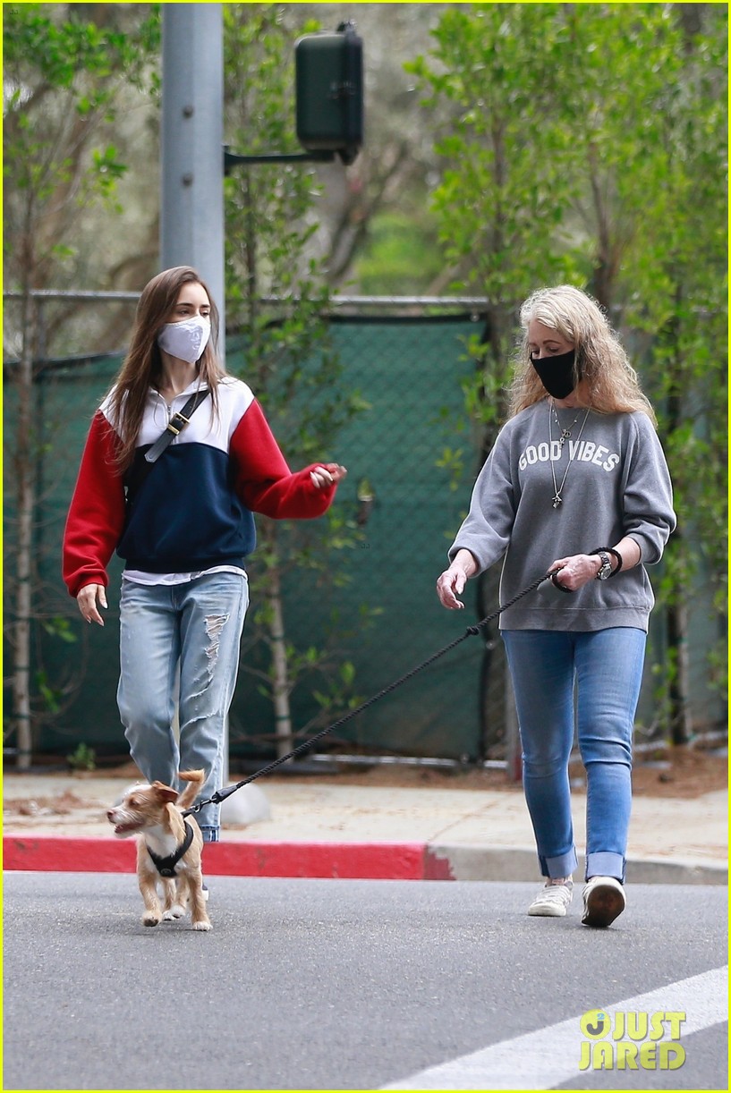 lily collins walk with mom and dog 204457288