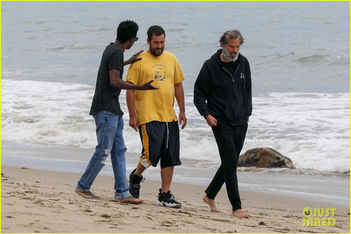 adam sandler meets up with chris rock walk on the beach 01
