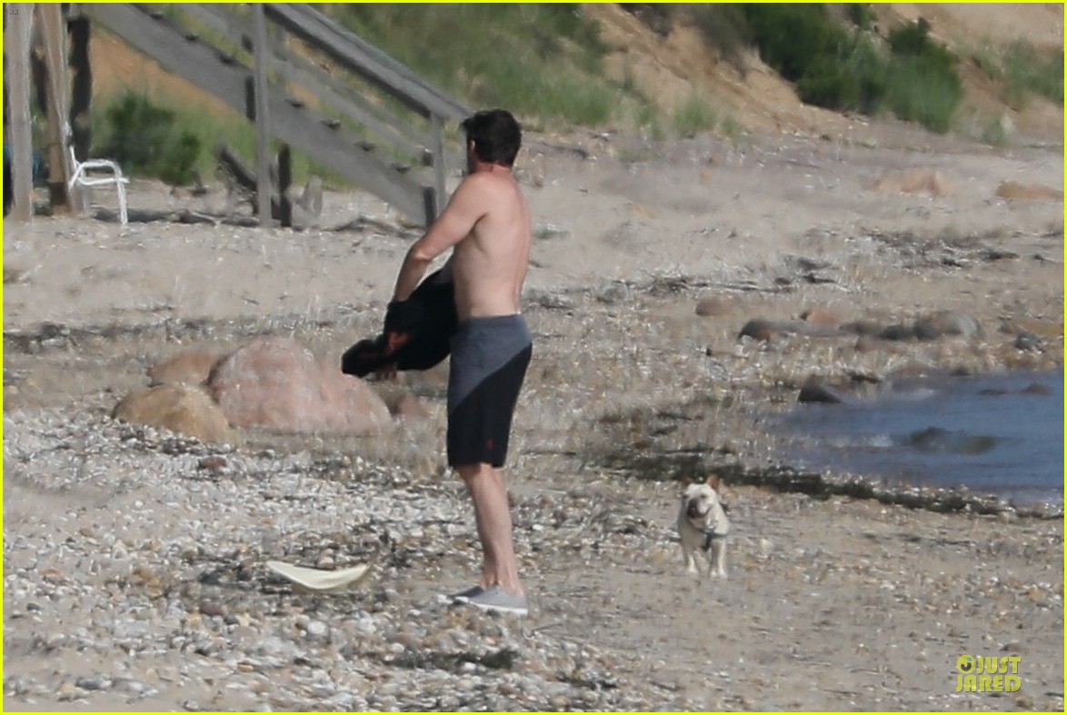 hugh jackman shirtless at beach in hamptons 184468285