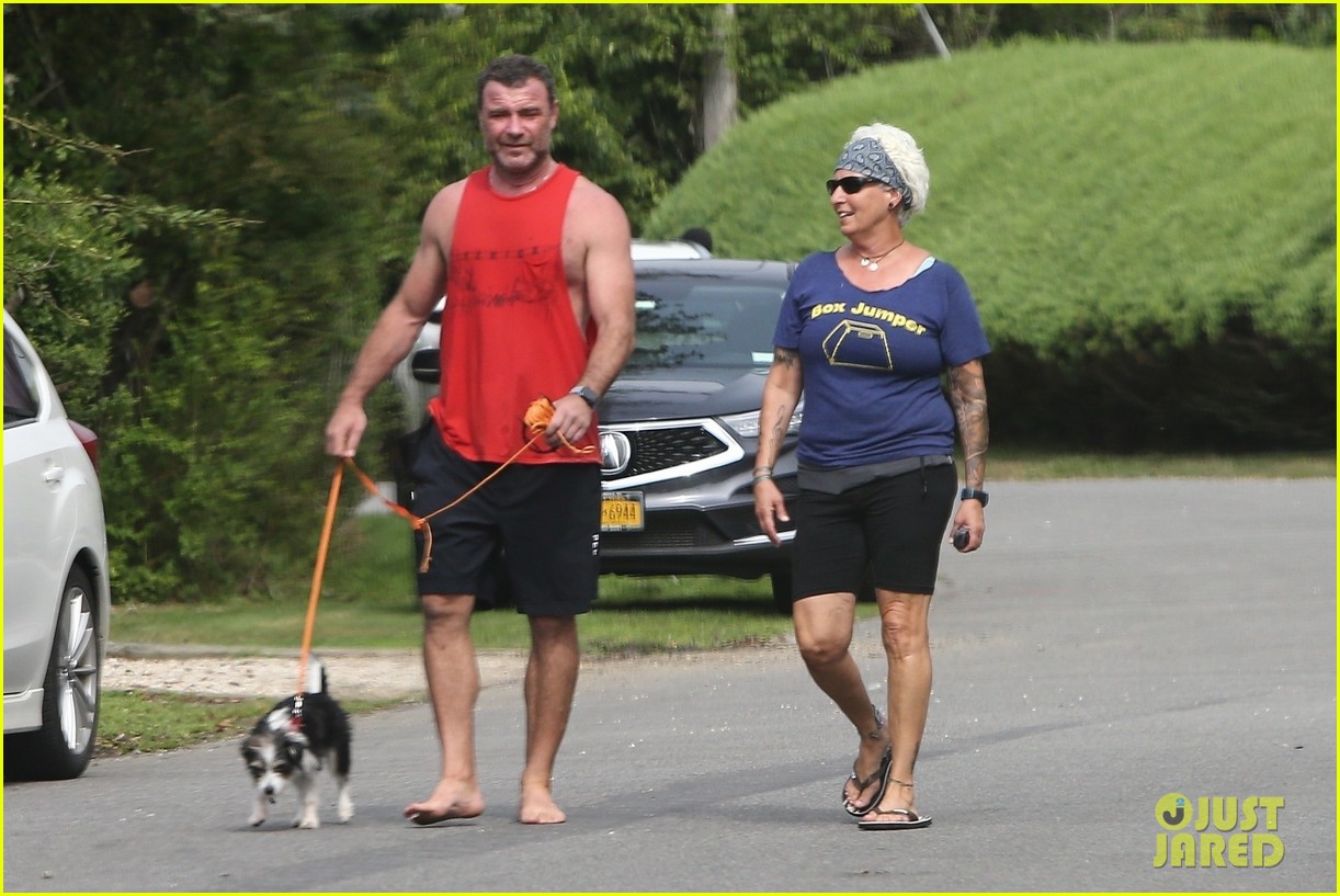 liev schreiber shows off his muscles at the beach 254474735