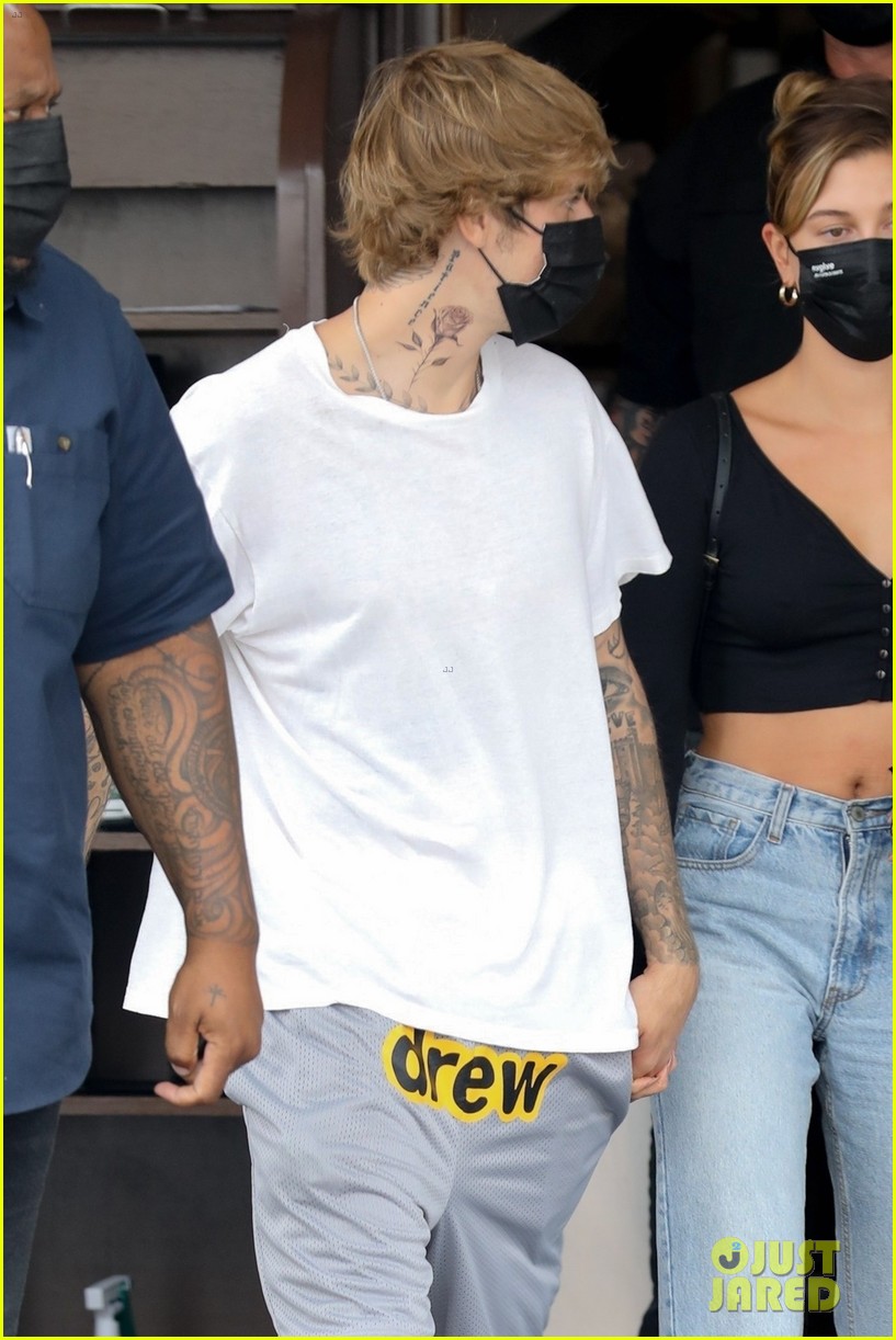 justin bieber new tattoo out for lunch with hailey bieber 184481451