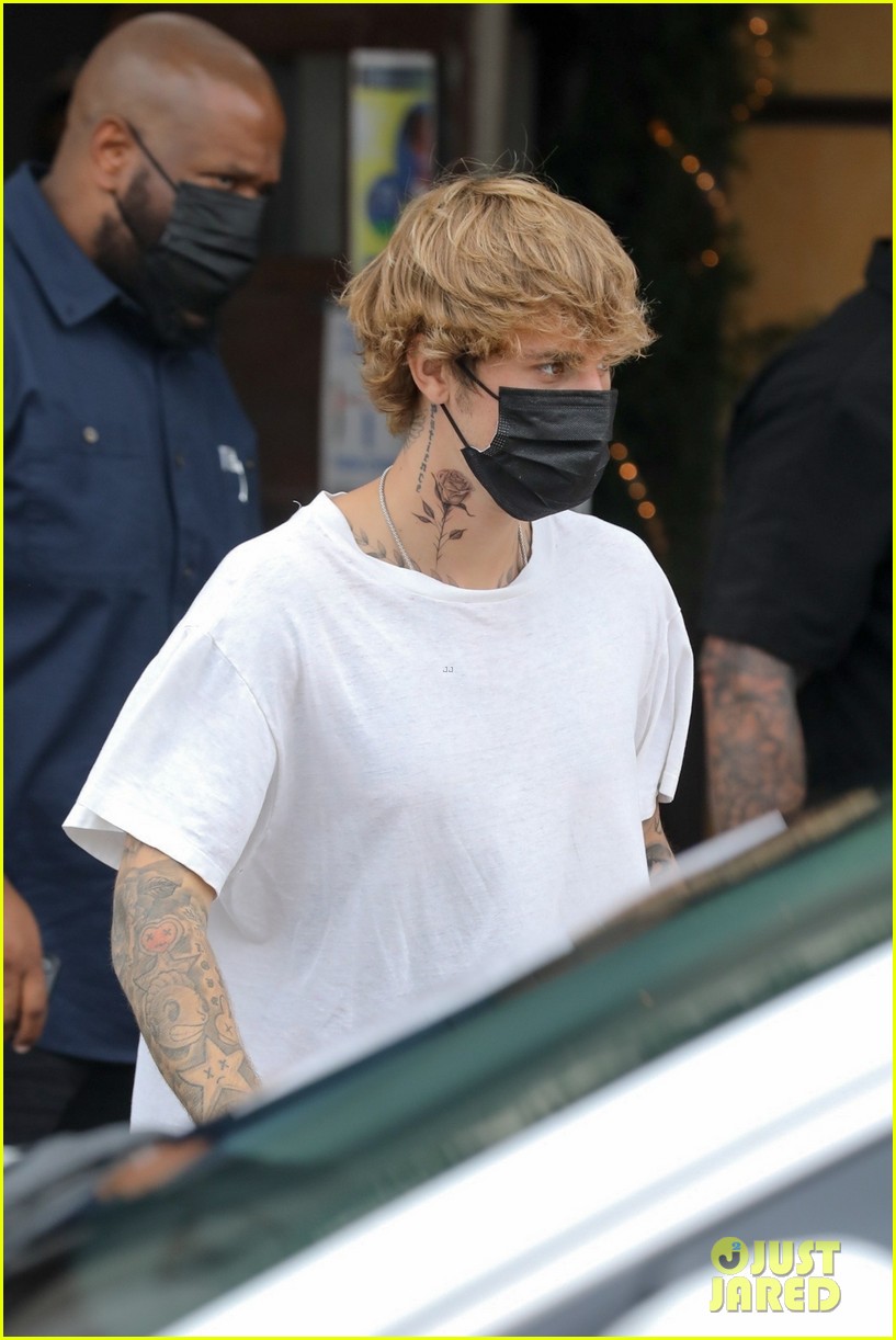 justin bieber new tattoo out for lunch with hailey bieber 334481466
