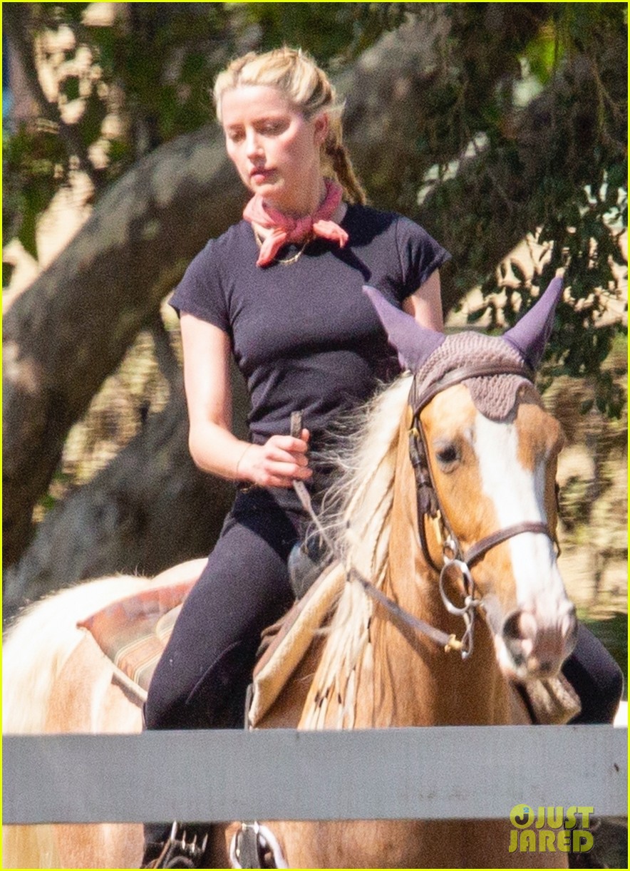 amber heard spends the afternoon horseback riding 024488312