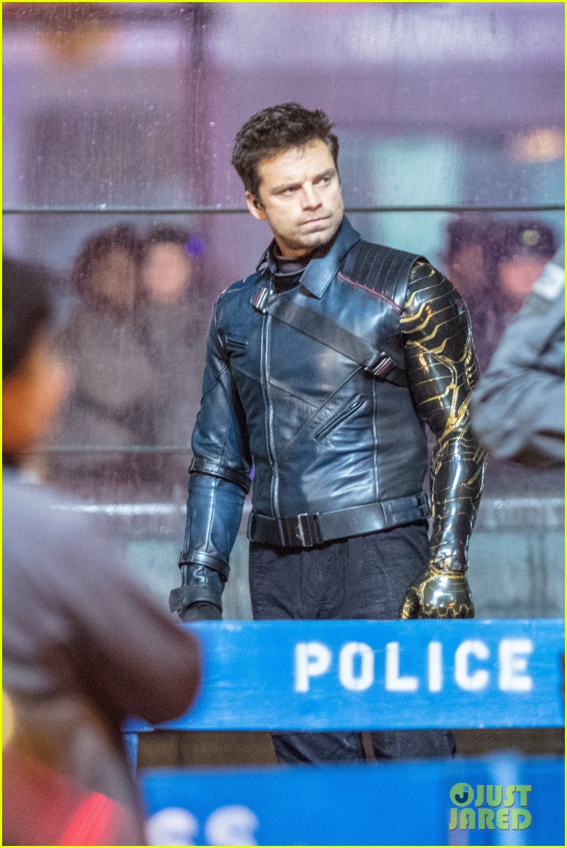 sebastian stan masks up in between takes on falcon winter soldier set 044488086