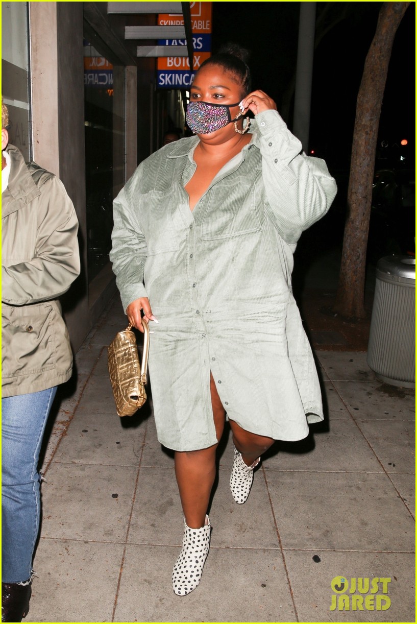 lizzo rocks sparkling face mask night out in weho 054495560