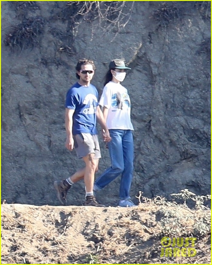 shia labeouf margaret qualley hold hands on hike 054511867