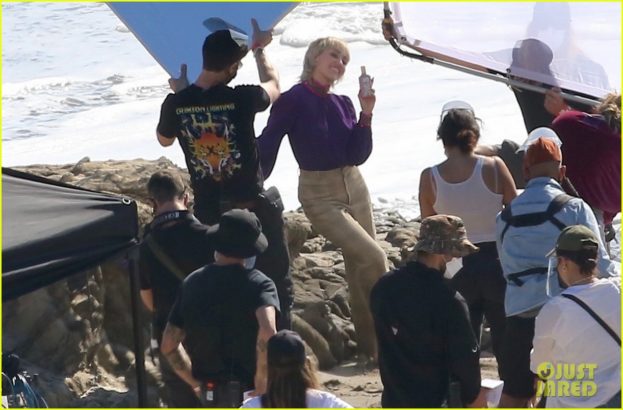 miley cyrus filming new music video at beach 544517728