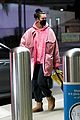 dua lipa pink outfit lax arrival 03