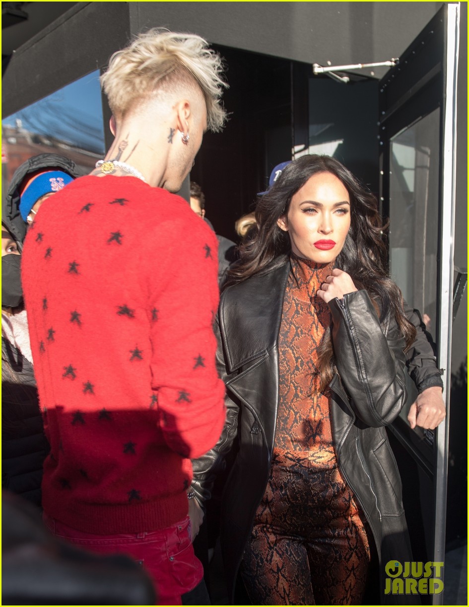megan fox snakeskin print outfit out with machine gun kelly 154520978