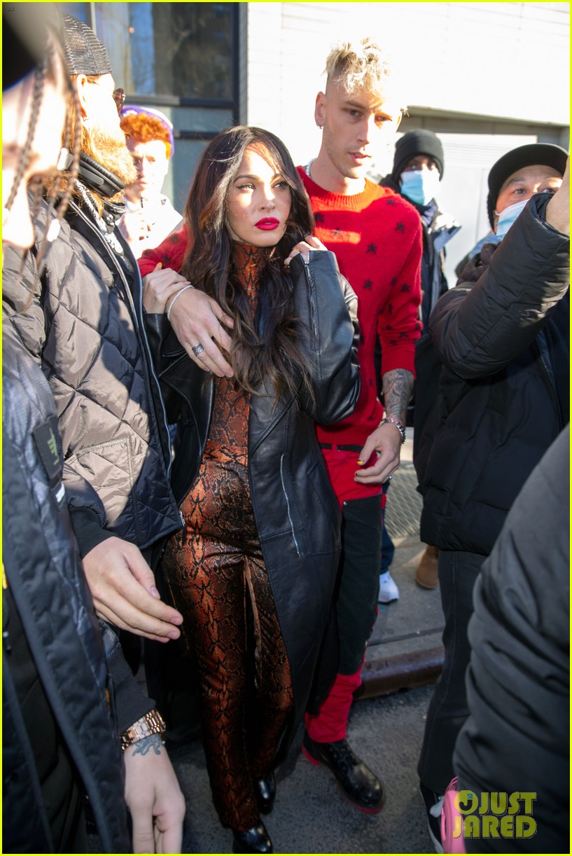 megan fox snakeskin print outfit out with machine gun kelly 254520988