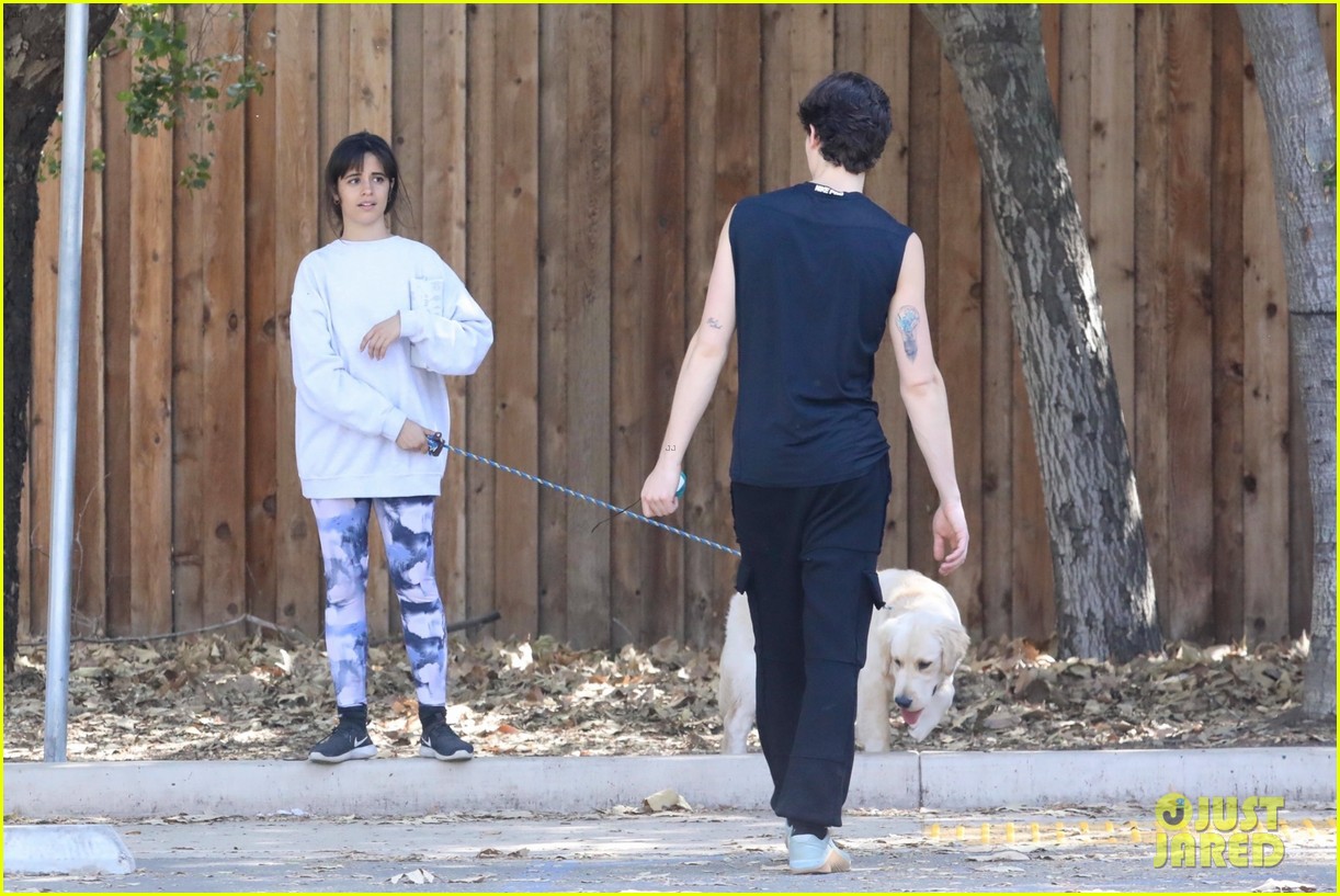 shawn mendes camila cabello hiking with their dog 294534724
