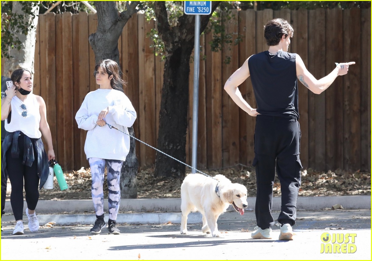 shawn mendes camila cabello hiking with their dog 374534732