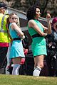 dove cameron chloe bennett yana perault get into character on first day of powerpuff 28
