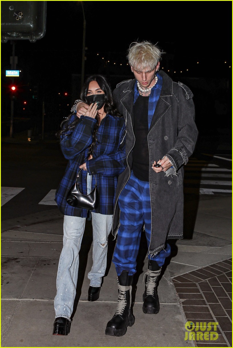 Megan Fox & Machine Gun Kelly Coordinate In Matching Looks For Dinner