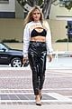 Heidi Klum Looks Sexy in Bra & Leather Pants During Another Day of