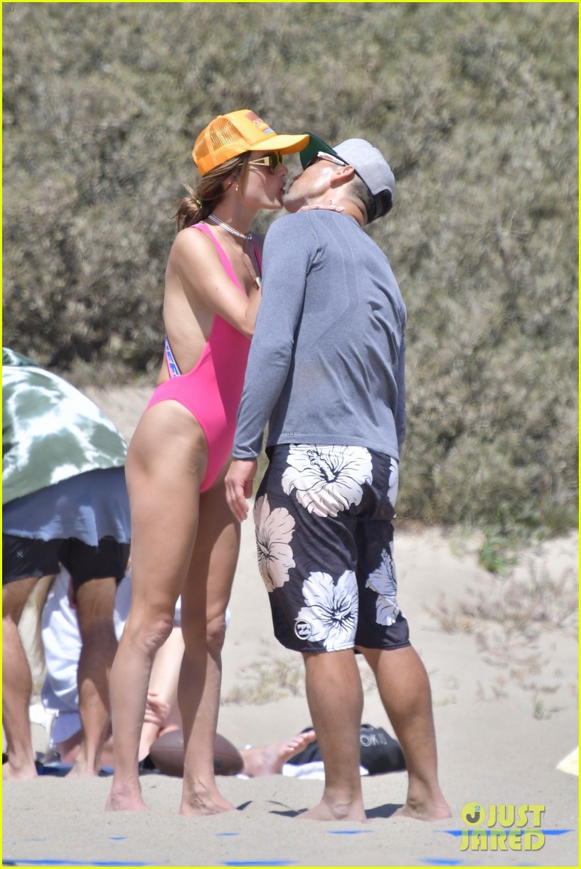 alessandra ambrosio richard lee touch tongues beach day 134560110