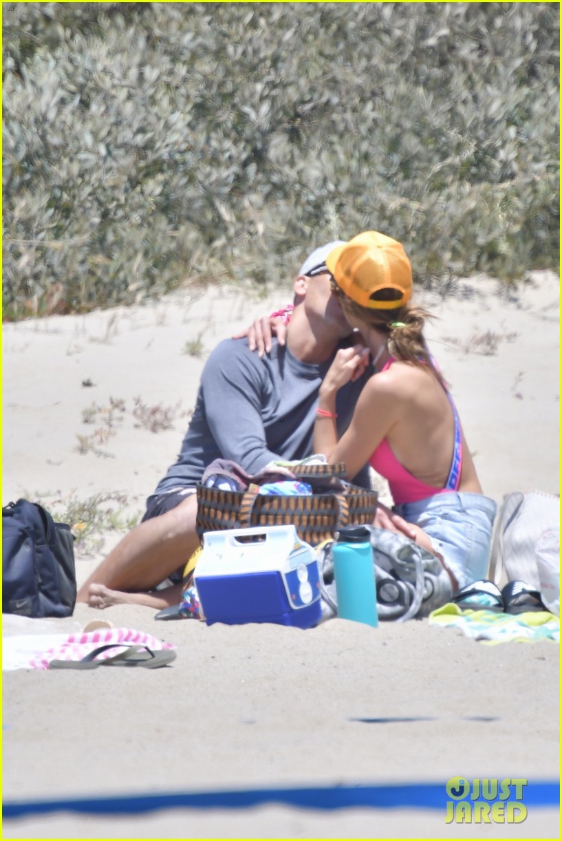 alessandra ambrosio richard lee touch tongues beach day 464560142