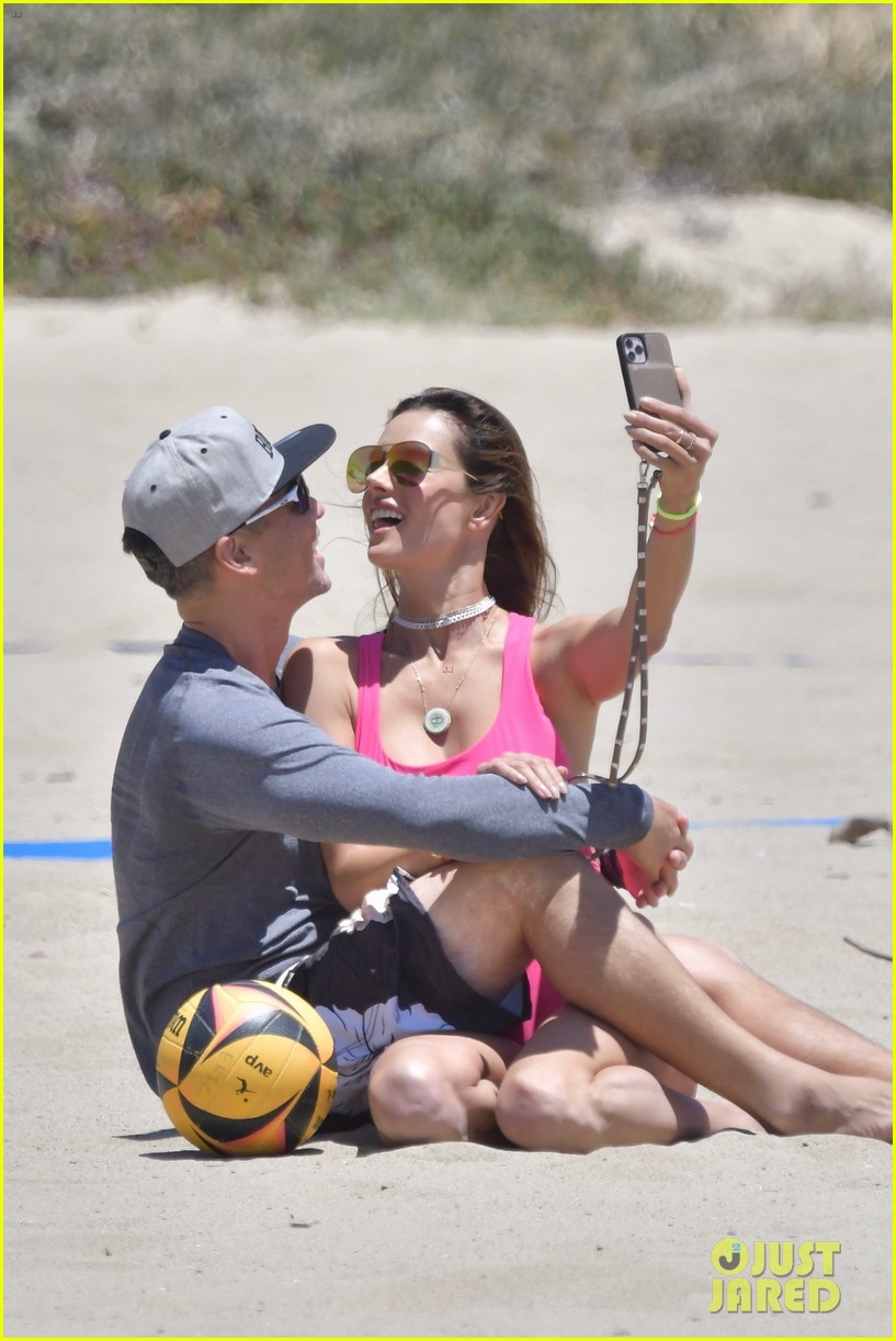 alessandra ambrosio richard lee touch tongues beach day 484560144