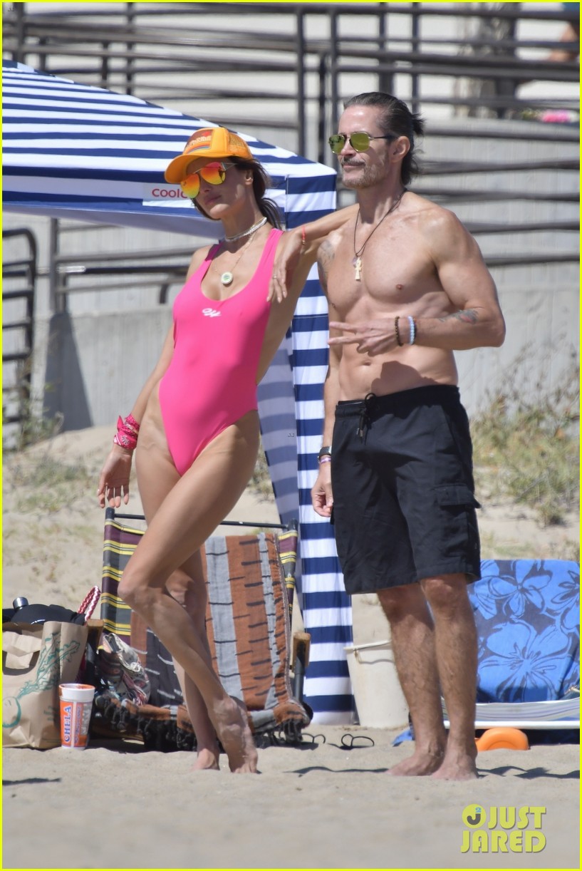 alessandra ambrosio richard lee touch tongues beach day 924560188