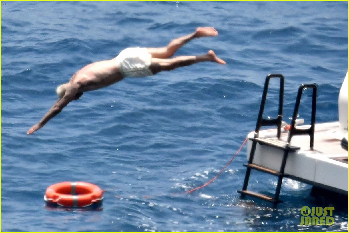 david beckham jumps off yacht with son cruz beckham 504594616