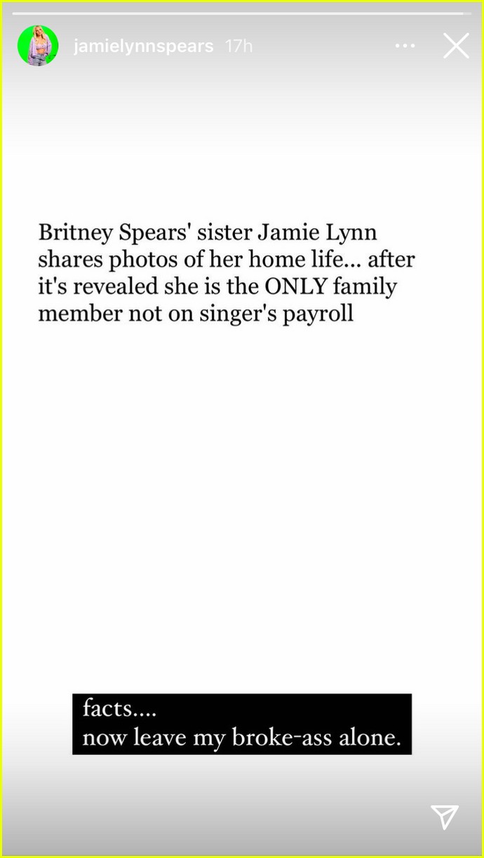 Jamie Lynn Spears Seems to Clarify Her Financial Situation Photo