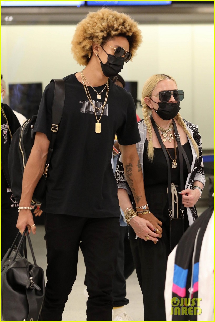 Madonna Holds Hands with Boyfriend Ahlamalik Williams at the Airport