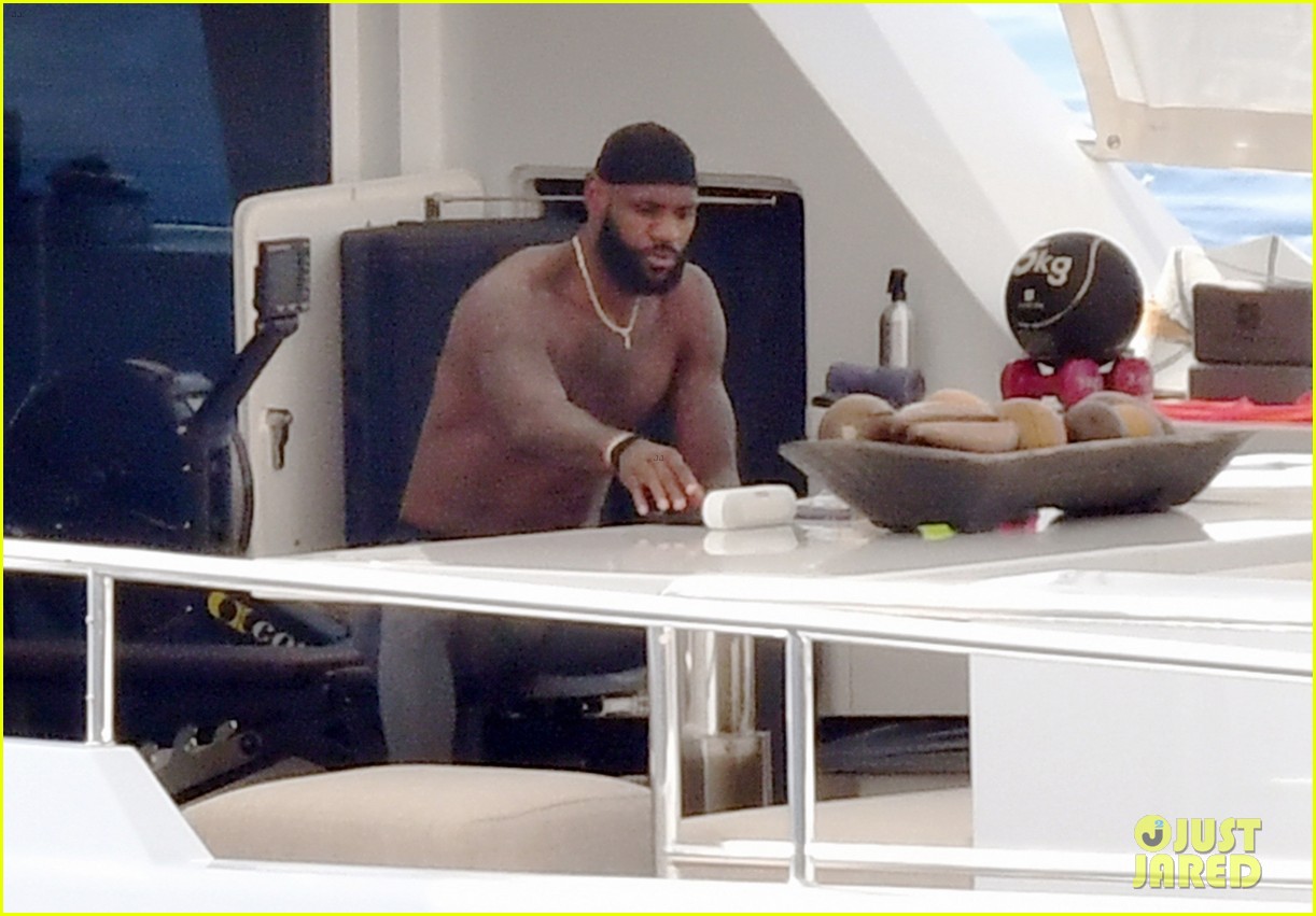 lebron james works out shirtless on yacht 224615362