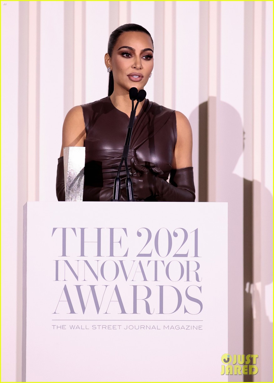 kim kardashian brown leather outfit wsj innovator awards 02