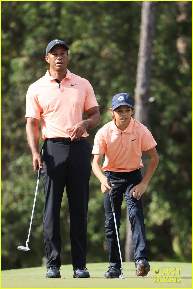 tiger woods son charlie matching outfits pnc champshionship round 1 124680574