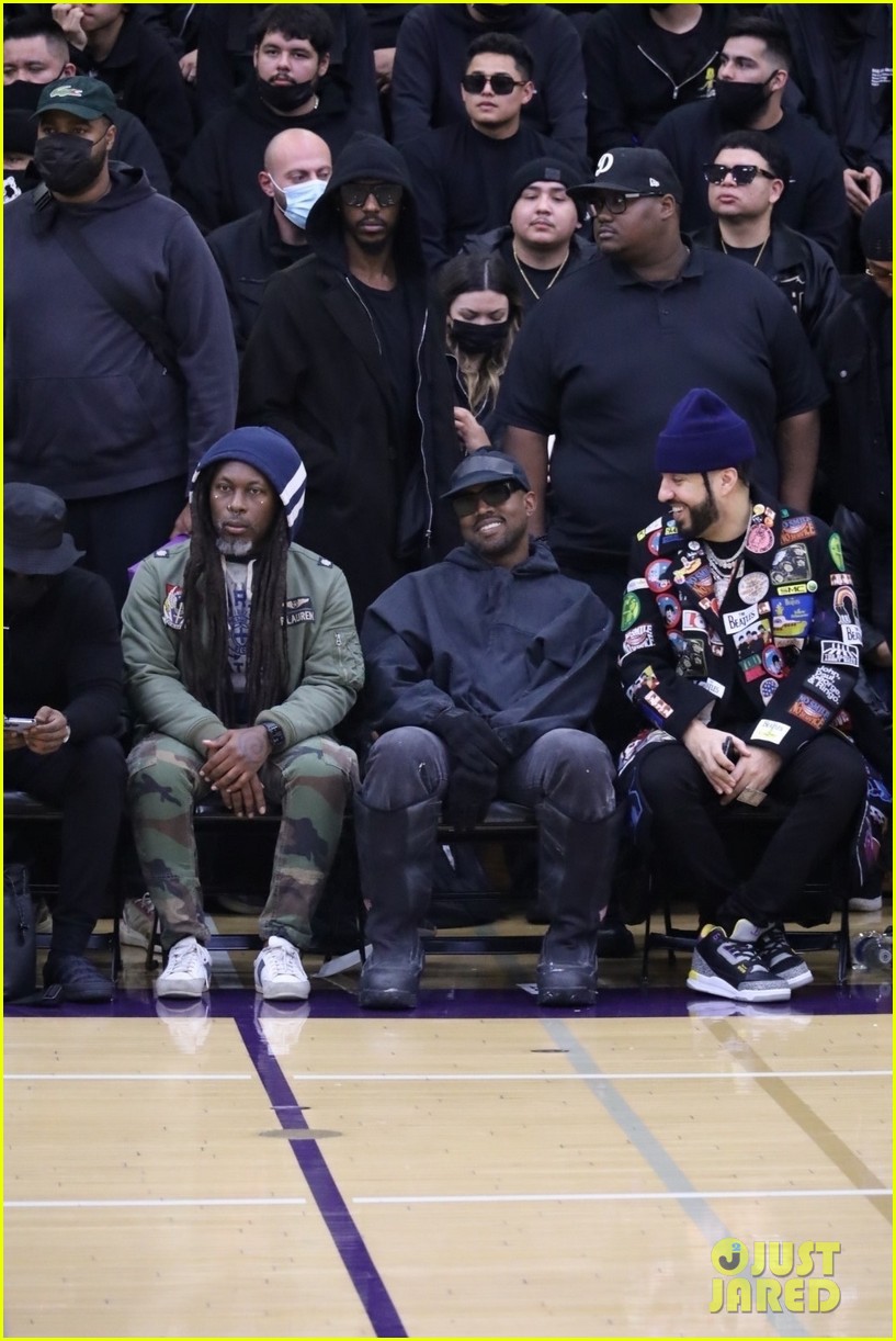 kanye west sits courtside with french montana donda basketball game 554682033
