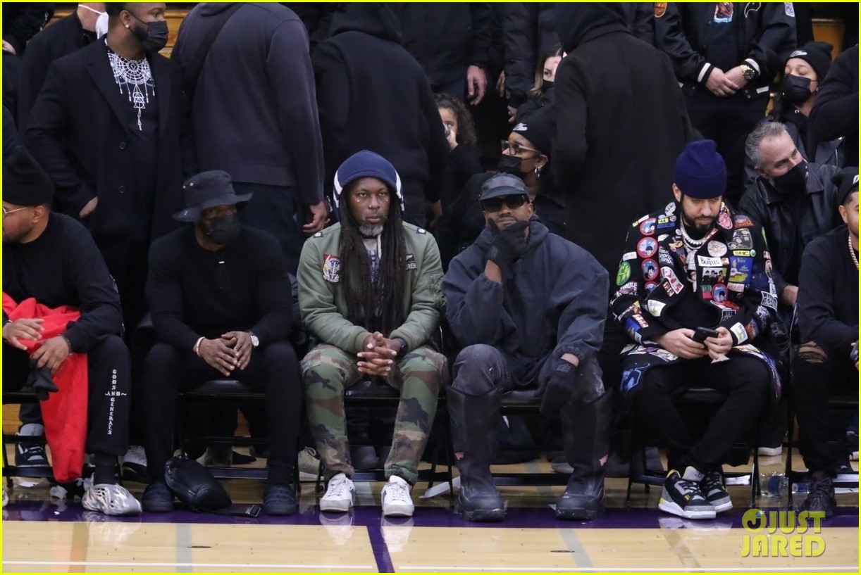 kanye west sits courtside with french montana donda basketball game 614682039