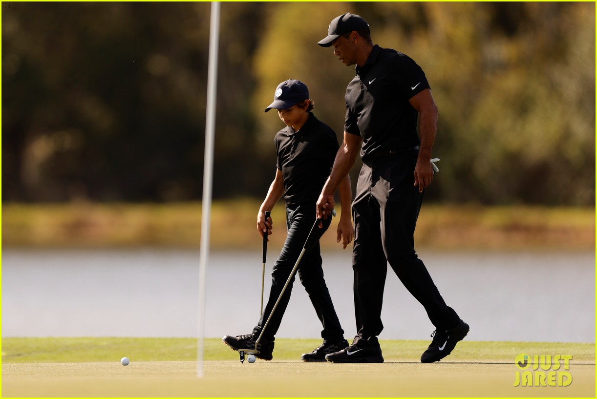 tiger woods plays golf with son charlie woods 574680175