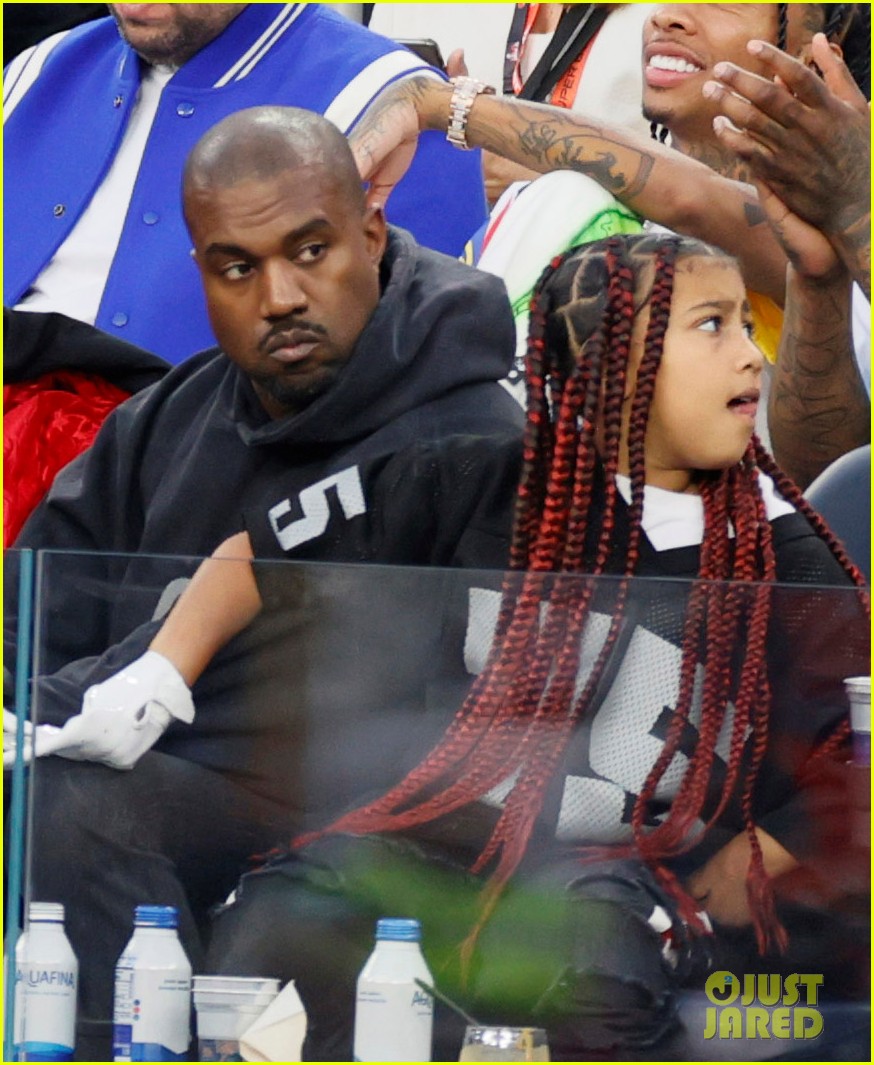 kanye west attends super bowl with daughter north son saint 03