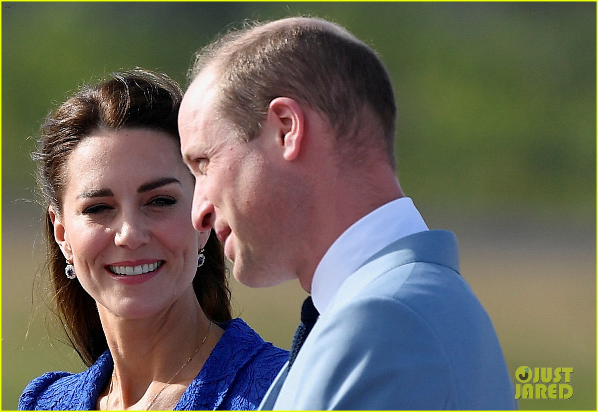 Prince William & Kate Middleton Coordinate in Blue While Arriving in