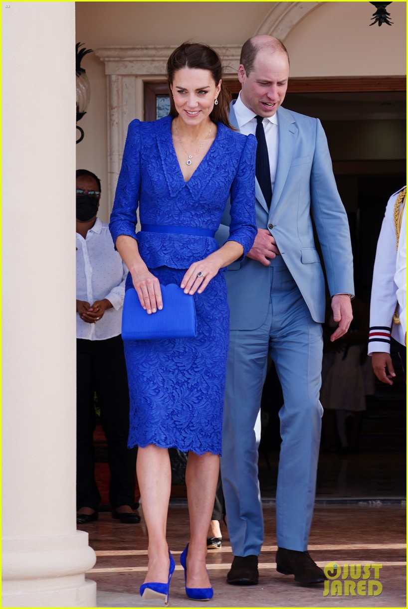 Prince William & Kate Middleton Coordinate in Blue While Arriving in