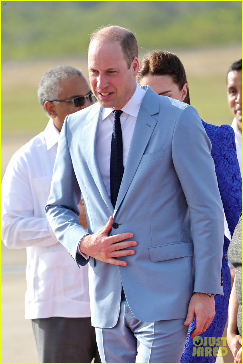 Prince William & Kate Middleton Coordinate in Blue While Arriving in
