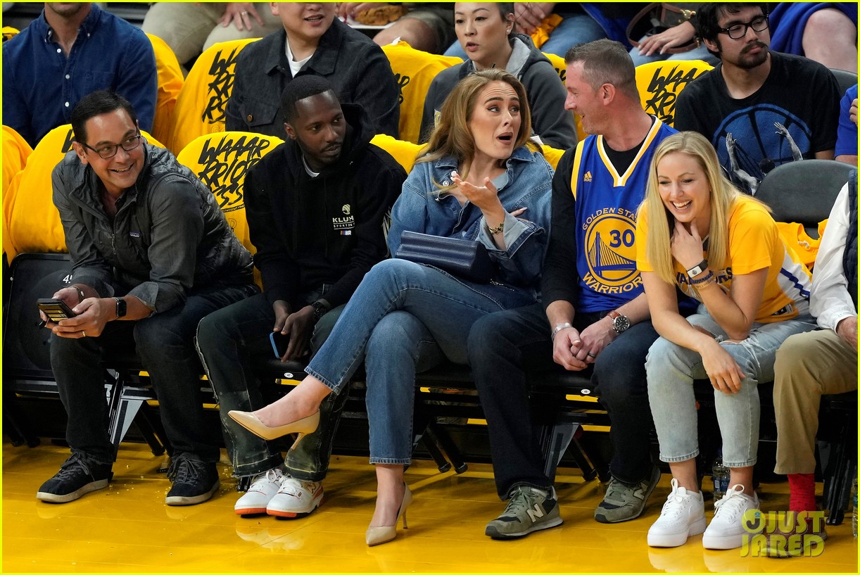 adele all smiles with boyfriend rich paul at basketball game 034762299