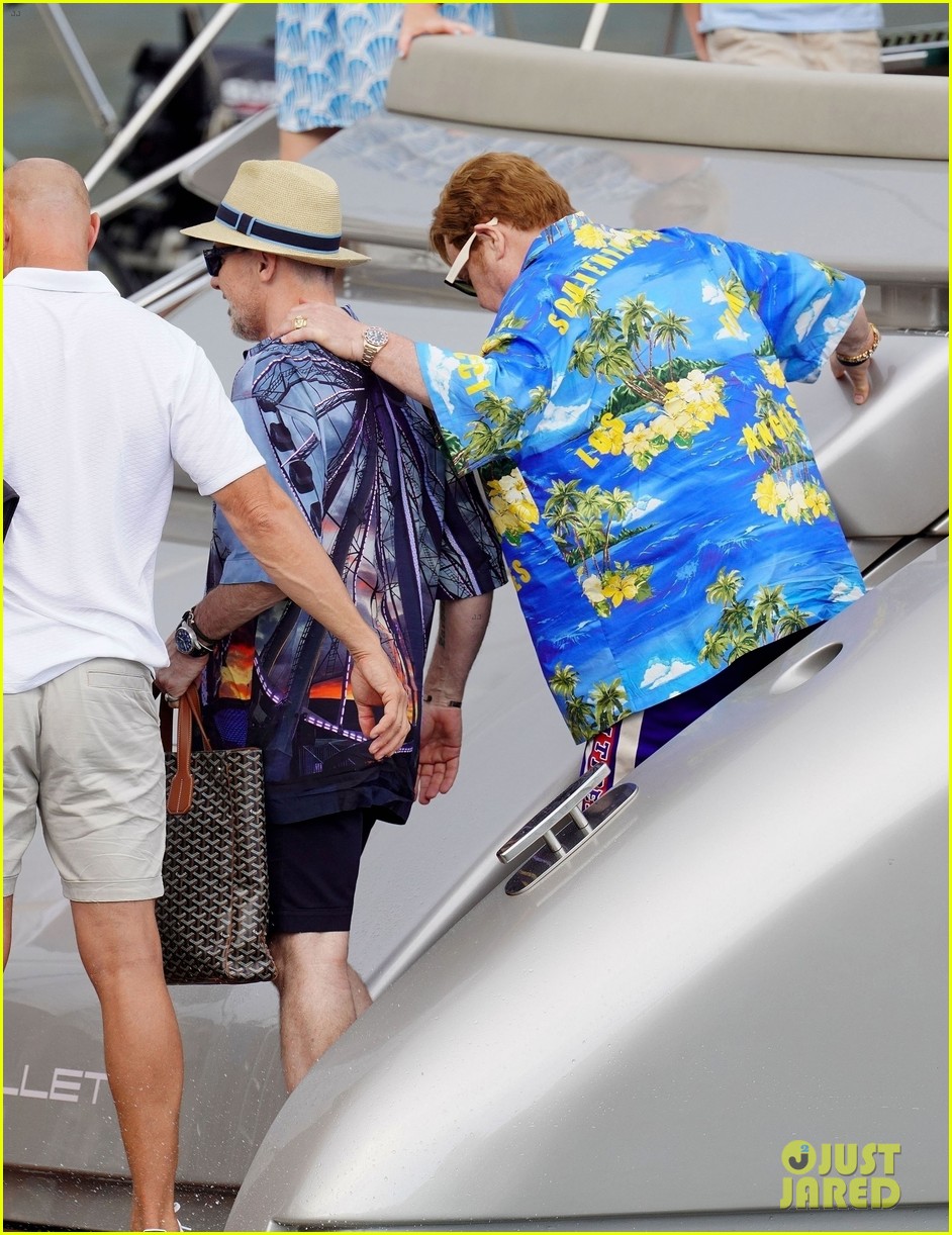 Elton John Spotted On Vacation in France with Husband David Furnish