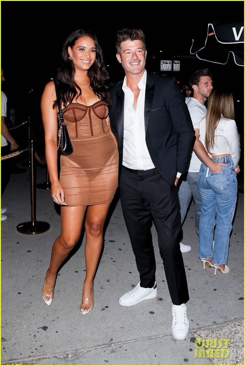robin thicke april love geary sheer outfit dinner date 144806850