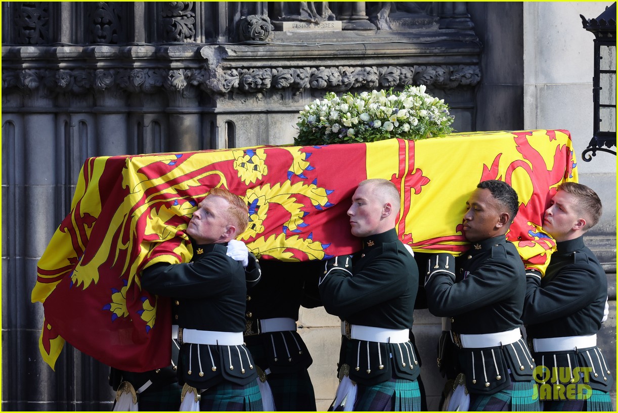 Queen Elizabeth's Four Children Walk Behind Her Coffin During