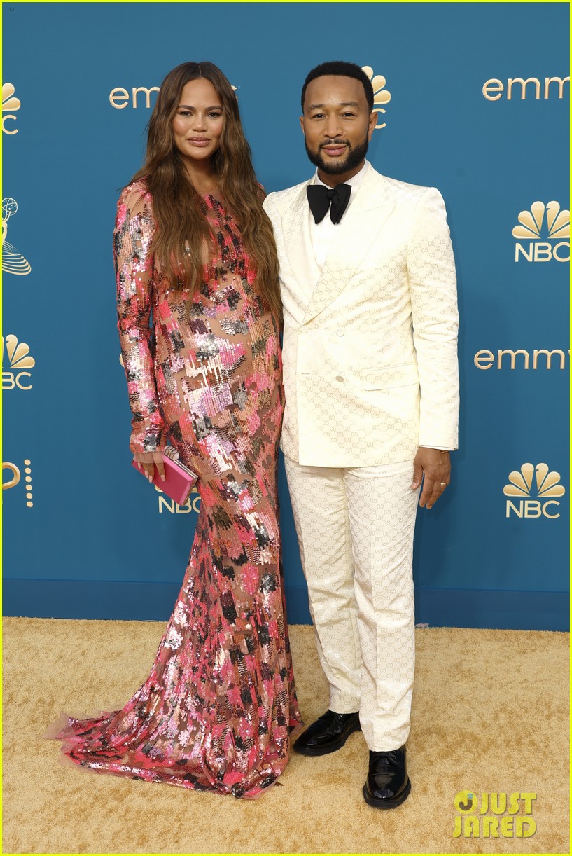 Pregnant Chrissy Teigen Joins Husband John Legend at Emmy Awards 2022