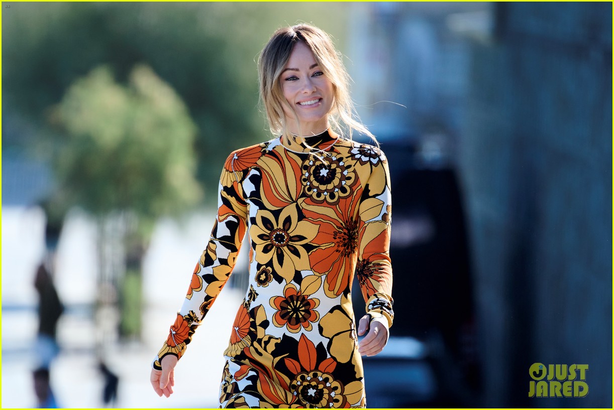 Olivia Wilde Wears Long-Sleeved Floral Dress for 'Don't Worry Darling ...