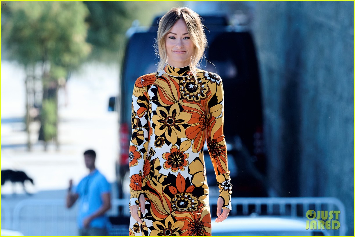 Olivia Wilde Wears Long-Sleeved Floral Dress for 'Don't Worry Darling ...