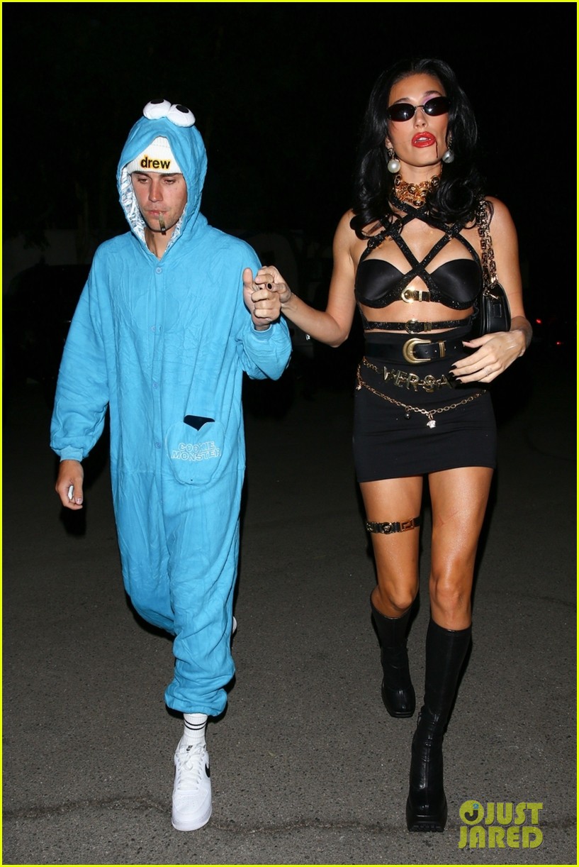 Hailey Bieber Dresses as a Sexy Vampire for Halloween While Justin