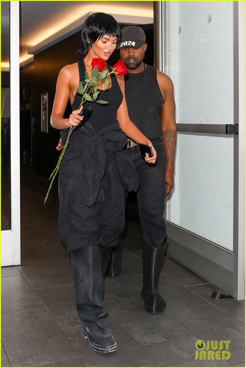 Kanye West Seemingly Gifts Juliana Nalu Red Roses During Night Out