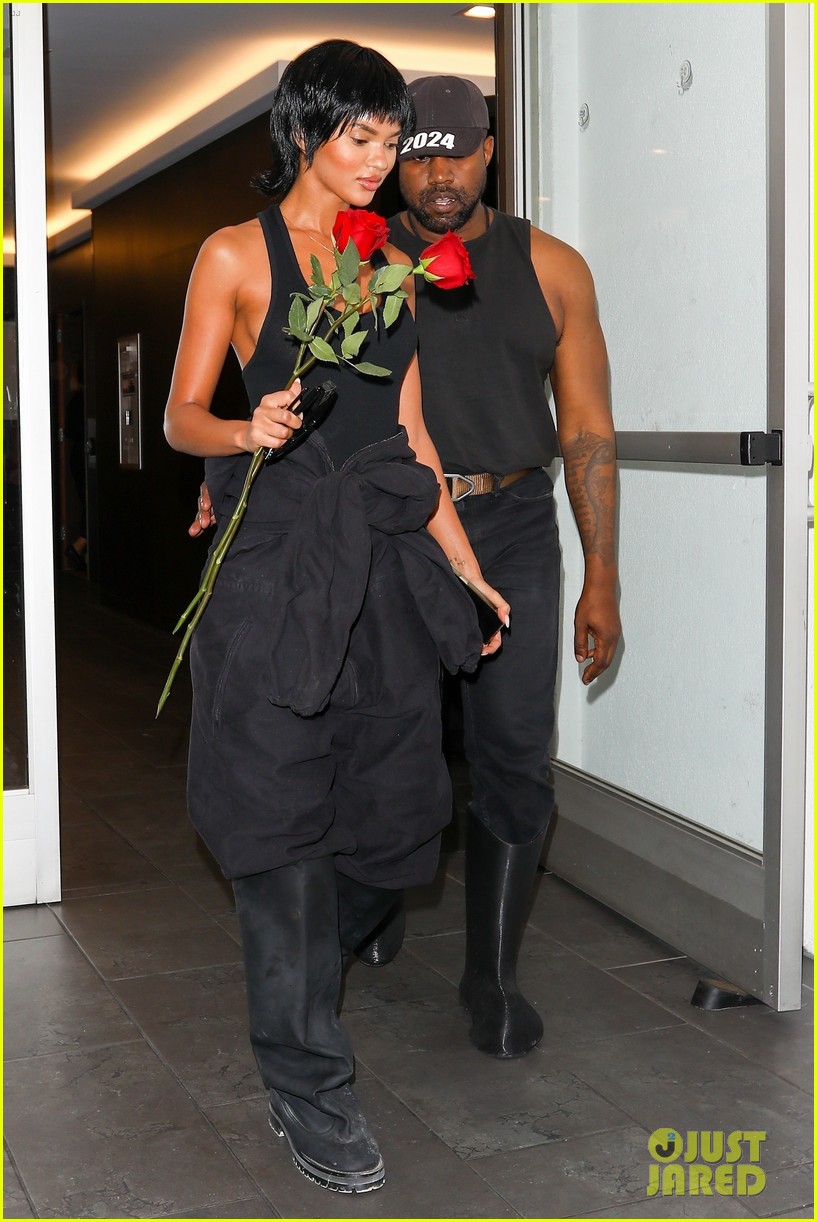 Kanye West Seemingly Gifts Juliana Nalu Red Roses During Night Out