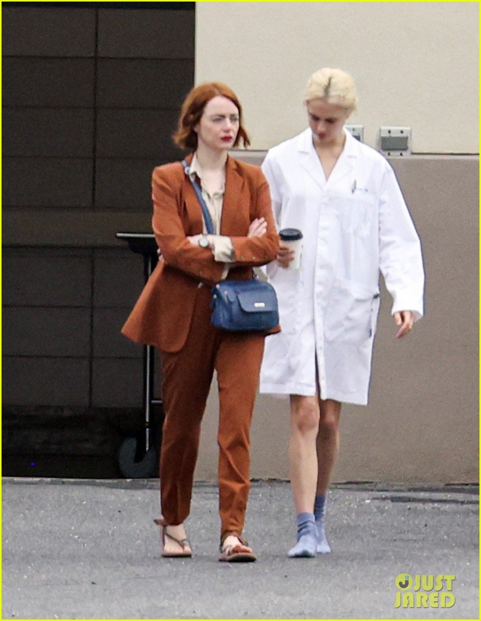 Emma Stone Strikes a Pose While Filming New Movie 