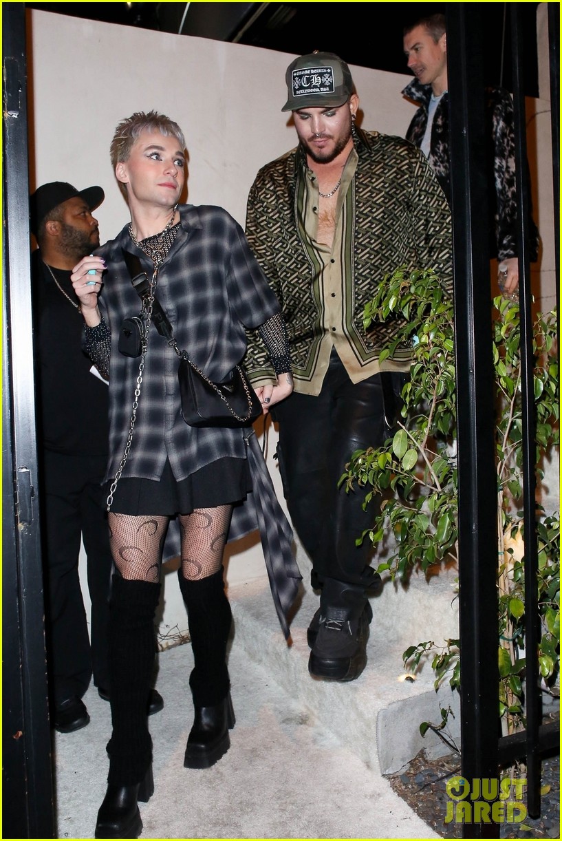 adam lambert oliver gliese leave pre grammys party 11